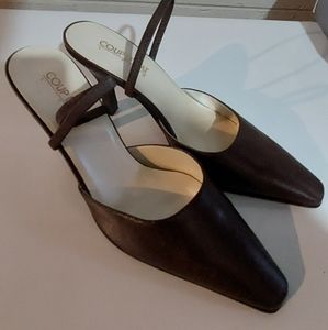 Coup E'TAT LTD 1.5 inch heel slingback elstasicized,Manmade,Color:Brown,9.5 Wide